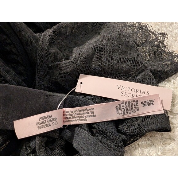Victoria’s Secret Sexy Bustier Teddy Slip Dress Womens XL Black Lace Stretch - Picture 8 of 8